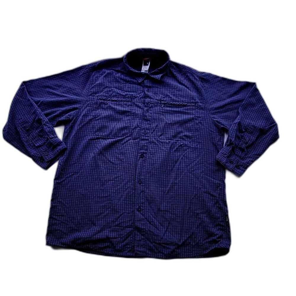 The North Face  Blue Plaid Flannel Button Up Shirt- Men's XL